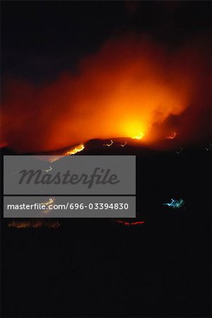 France, Corsica, fires at night