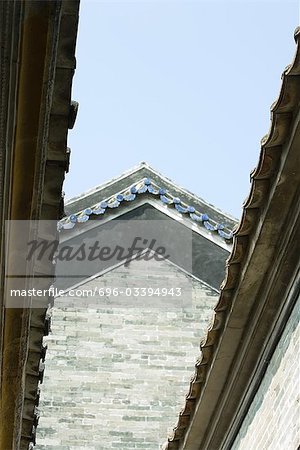 Temple chinois, toit, vue d'angle faible