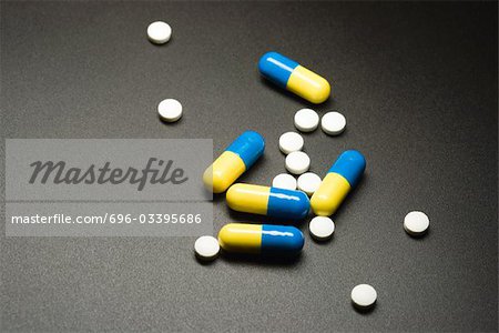 Pills and capsules, close-up