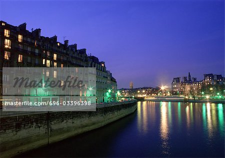 France, Paris, River Seine at night