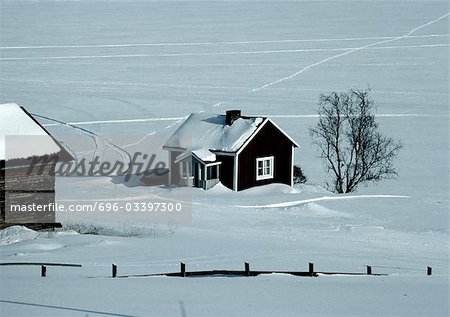Finlande, cabines dans la neige