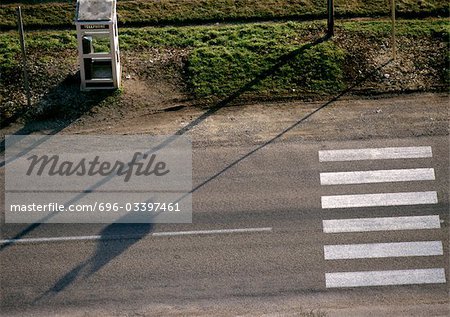 Zebrastreifen und Telefonzelle, Birdseye-Ansicht.