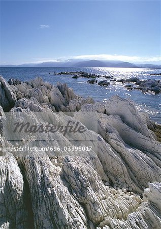 New Zealand, rocky shoreline and sea