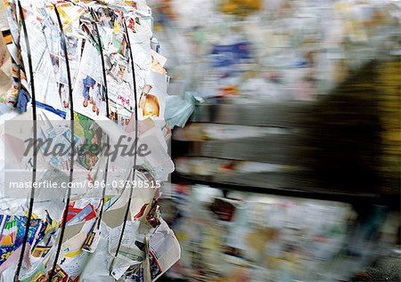 Paper bundled for recycling