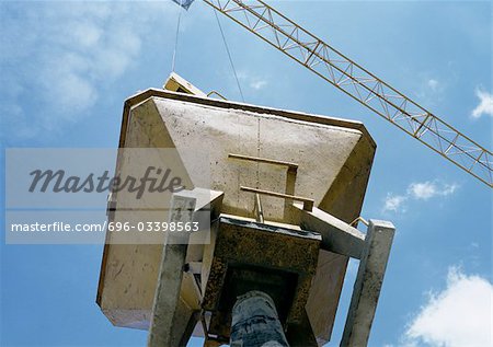 Cement mixer, low angle view