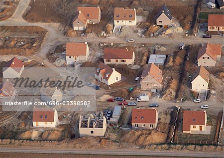 Maisons en construction, vue surélevée