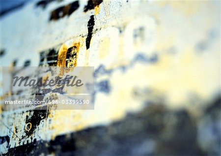 2000 text on rusty surface, close-up