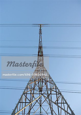 Electric pylon, low angle view Electric pylon, low angle view