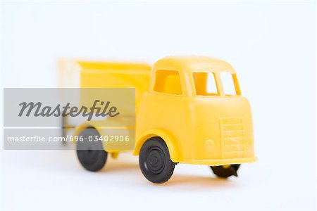 Toy truck with trailer, close-up