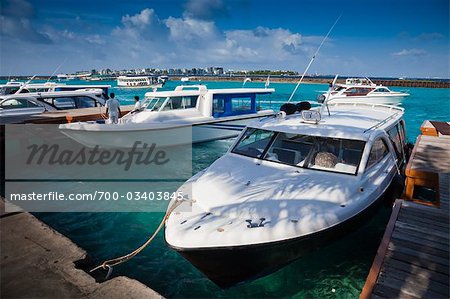 Water Taxis Docked at Male Airport, Hulhule Island, Maldives