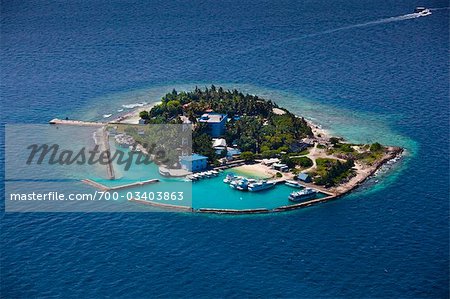 Aerial View of Funadhoo Island, Male, North Male Atoll, Maldives