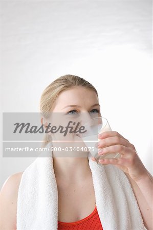 Woman Drinking Glass of Milk