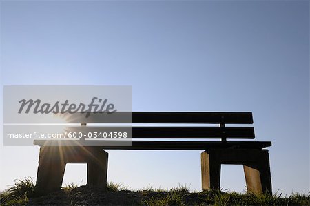 Silhouette of Park Bench, Moenchberg, Bavaria, Germany