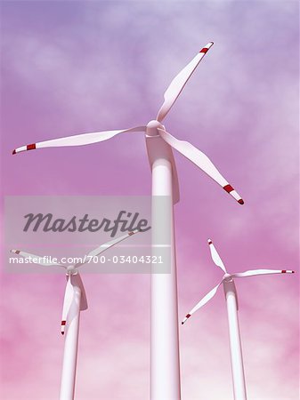 Wind Turbines Against Pink Sky