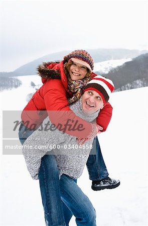 Playful Couple in Winter