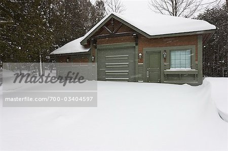 Country House Garage after Snow Storm