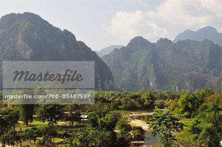 Province de montagnes Karst calcaire, Vang Vieng, Vientiane, Laos