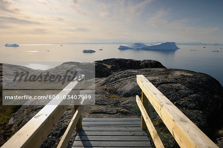 Wooden Walkway, Ilulissay Icefjord, Ilulissat, Disko Bay, Greenland