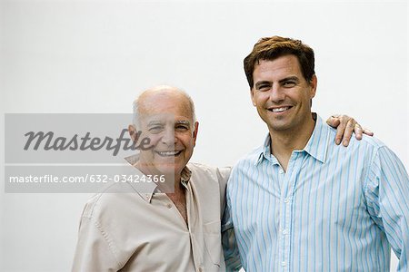 Senior man with adult son, portrait