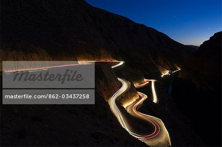 Dades Gorge Nighttime Car Light Trails