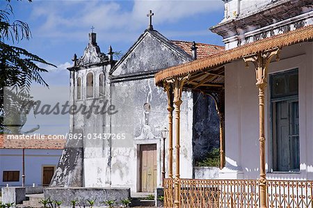 The catholic church Igreja de Nossa Senhora Rosaria on the main square of Ibo Island,part of the Quirimbas Archipelago,Mozambique