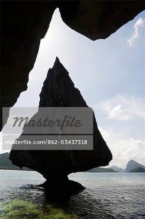 Philippines,Palawan Province,El Nido Town,Bacuit Bay. Unusual limestone rock formations near Corong Corong Town.
