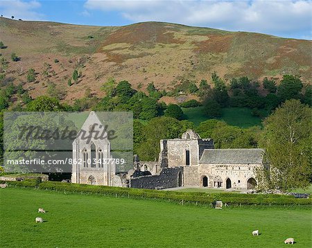 Pays de Galles, Denbighshire, Llangollen. La suppression de la demeure de l'abbaye de Valle Crucis, une abbaye cistercienne fondée en 1201 AD et abandonné à la Dissolution des monastères de 1535AD.