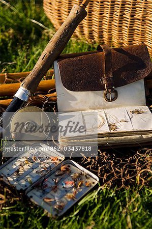 UK,Wales,Conwy. A split-cane fly rod and traditional fly-fishing equipment