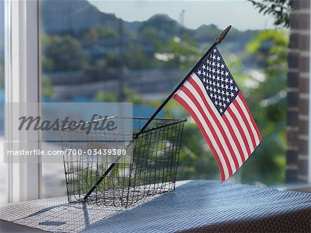 Amerikanische Flagge in Fenster