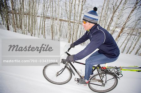 Man Riding Bike, Steamboat Springs, Colorado, USA
