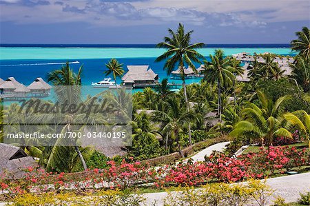 Overview of Resort, Bora Bora Nui Resort, Motu Toopua, Bora Bora, French Polynesia, Oceania