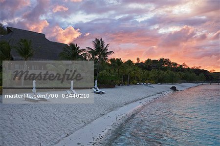 Sunrise over Bora Bora Nui Resort, Bora Bora, Tahiti, French Polynesia