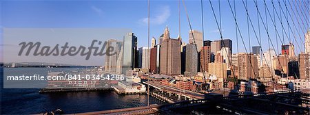 Manhattan skyline from Brooklyn Bridge, New York City, New York, USA, North America Manhattan skyline from Brooklyn Bridge, New York City, New York, USA, North America