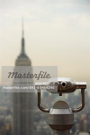Telescope and Empire State Building, New York, United States of America, North America