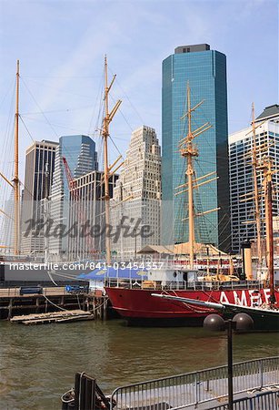 Historic sailing ships at South Street Seaport, Manhattan, New York City, New York, United States of America, North America