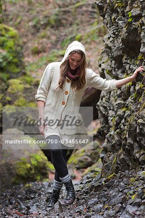 Woman Hiking, Columbia River Gorge, Oregon, USA
