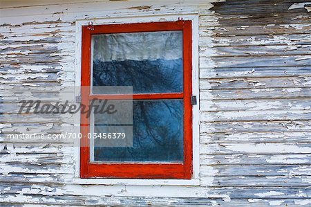 Fenêtre d'abandonnés Farmhouse, Kansas, USA