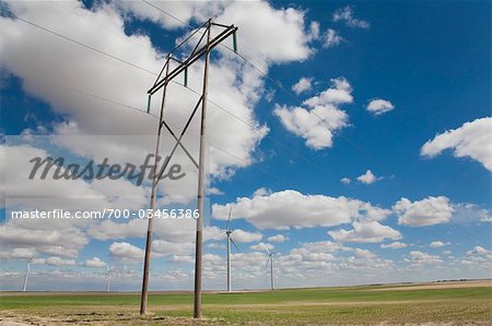 Wind Turbines and Power Lines, Burlington, Colorado, USA