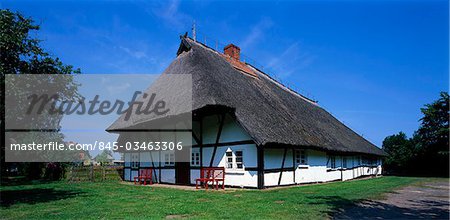 Open air Museum in Old farmhouse, Klockenhagen, Northern Germany. Overall exterior.