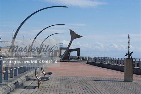 South Shore Promenade, Blackpool, Lancashire, England. Swivelling windshelters. Architects: Ian McChesney Architects.