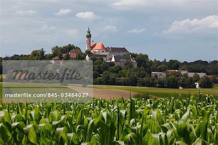 Kloster Andechs, Baroque exterior abbey church situated on a hill east of Ammersee in Bavaria, Germany