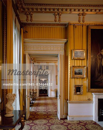 Apsley House. View from the Yellow Drawing Room looking through doorway towards the Dining Room.