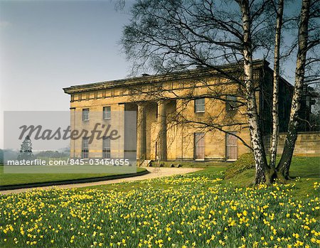 Belsay Hall. East Front in spring with daffodils. 1817. Architect: John Dobson