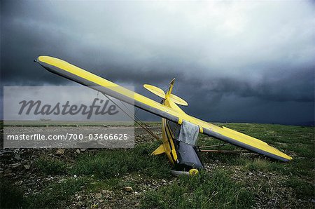 Abandoned Crashed Airplane beside Emergency Airstrip on Demster Highway, north of Dawson City, Nunavut, Canada