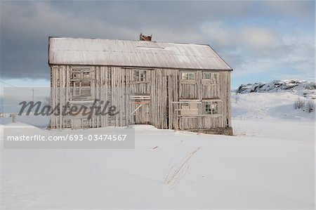 Boarded up house in Fredvang, Moskensoy, Loftofen, Norway