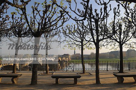 Bruhl die Terrasse in den Morgen, Augustusbrücke, Dresden, Sachsen