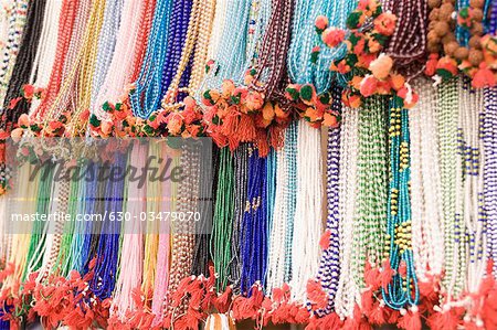 Prayer beads at a market stall, Pushkar, Rajasthan, India