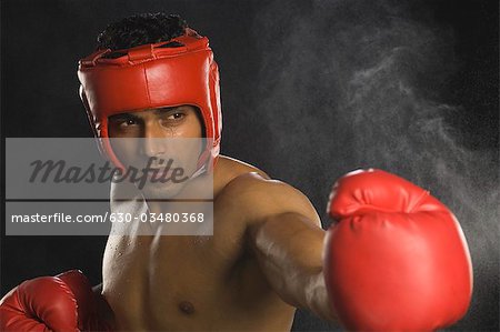 Boxer practicing boxing