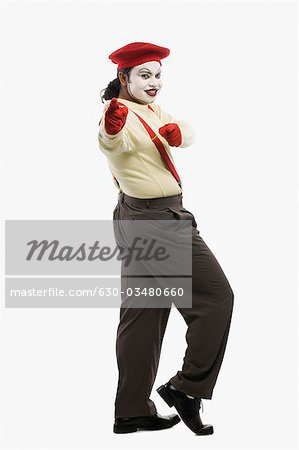 Portrait of a mime smiling