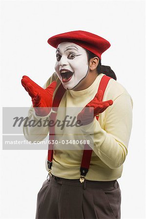 Portrait of a mime gesturing